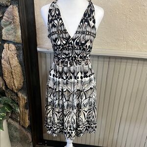 Grass Collection Black and White Halter Midi Dress